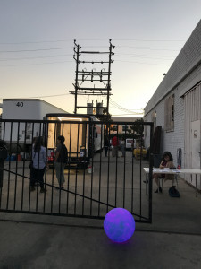 Gas parked at night before transformer