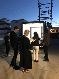 visitors to Gas at twilight