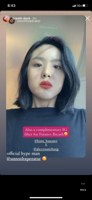 Screenshot of person using instagram filter
