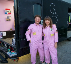 pink jumpsuits, closeup