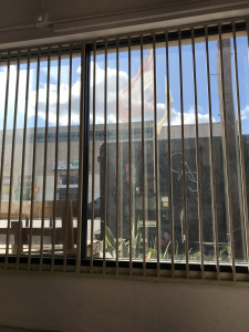 looking out window at parked Gas gallery