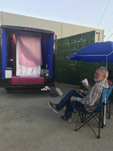 camped out in chairs next to Gas